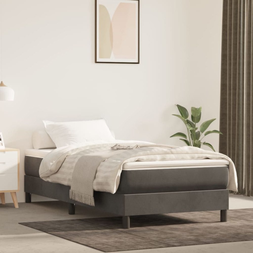 vidaXL Pocketresårmadrass medium mörkgrå 80x200x20 cm sammet