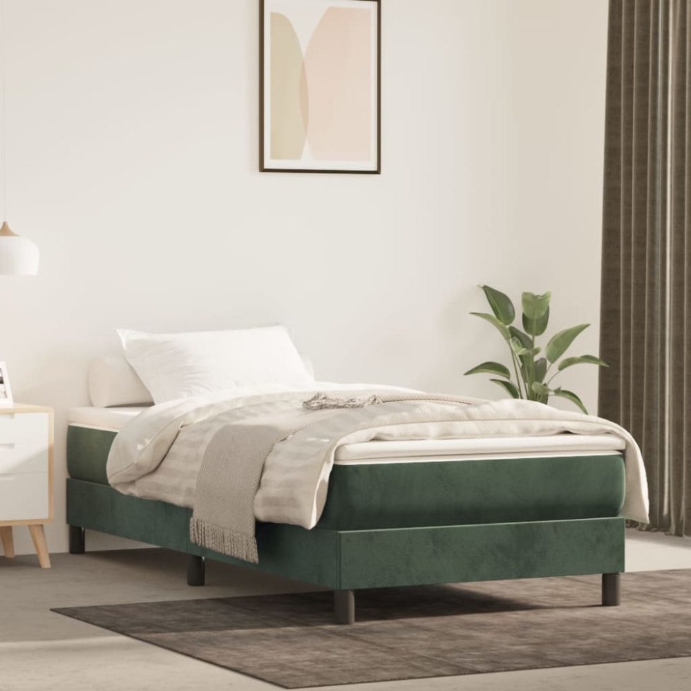 vidaXL Pocketresårmadrass medium mörkgrön 80x200x20 cm sammet