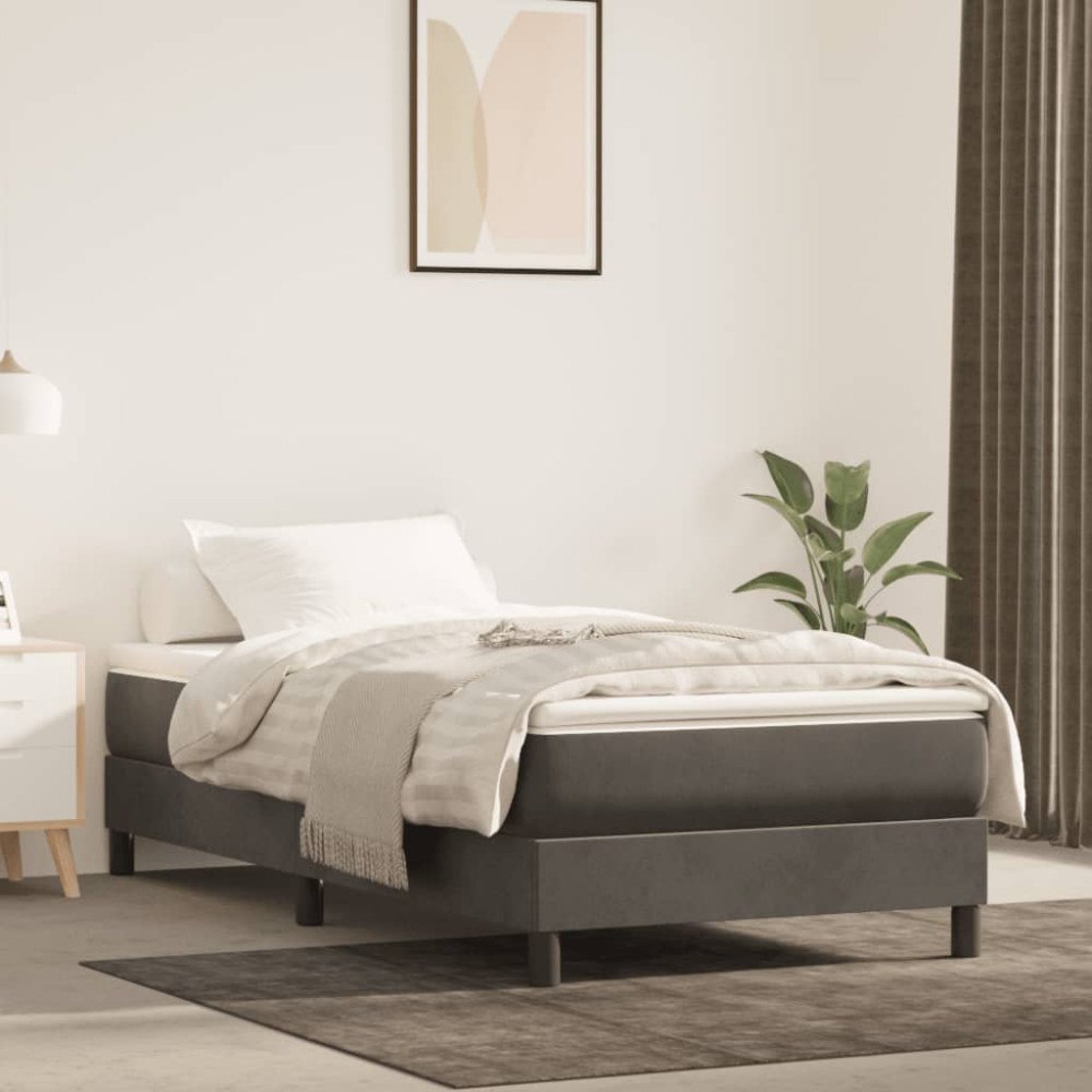 vidaXL Pocketresårmadrass medium mörkgrå 90x190x20 cm sammet