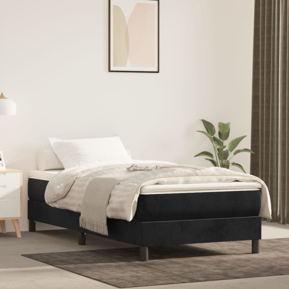vidaXL Pocketresårmadrass medium svart 90x190x20 cm sammet