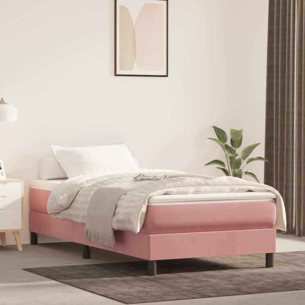vidaXL Pocketresårmadrass medium rosa 90x190x20 cm sammet