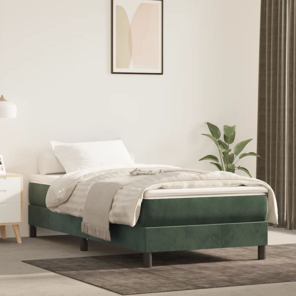 vidaXL Pocketresårmadrass medium mörkgrön 90x200x20 cm sammet