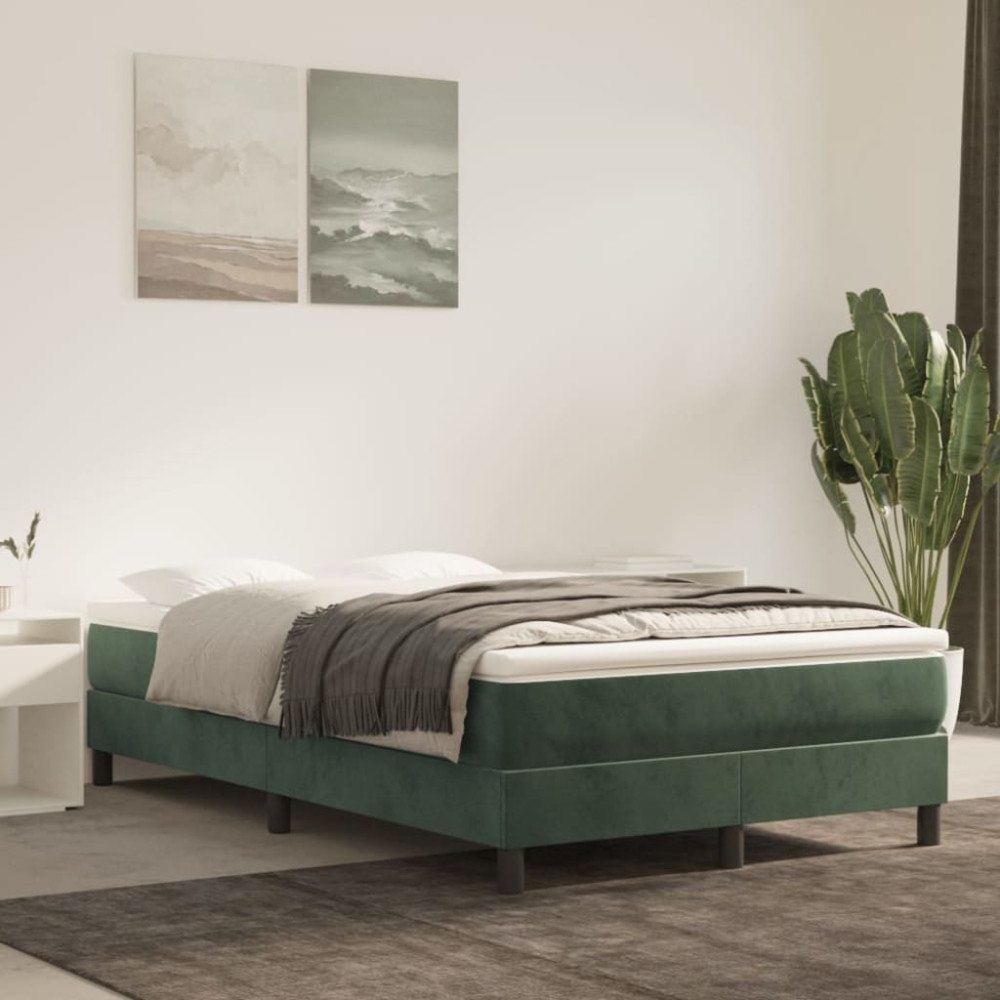 vidaXL Pocketresårmadrass medium mörkgrön 120x200x20 cm sammet