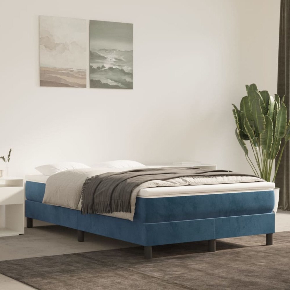 vidaXL Pocketresårmadrass medium mörkblå 120x200x20 cm sammet