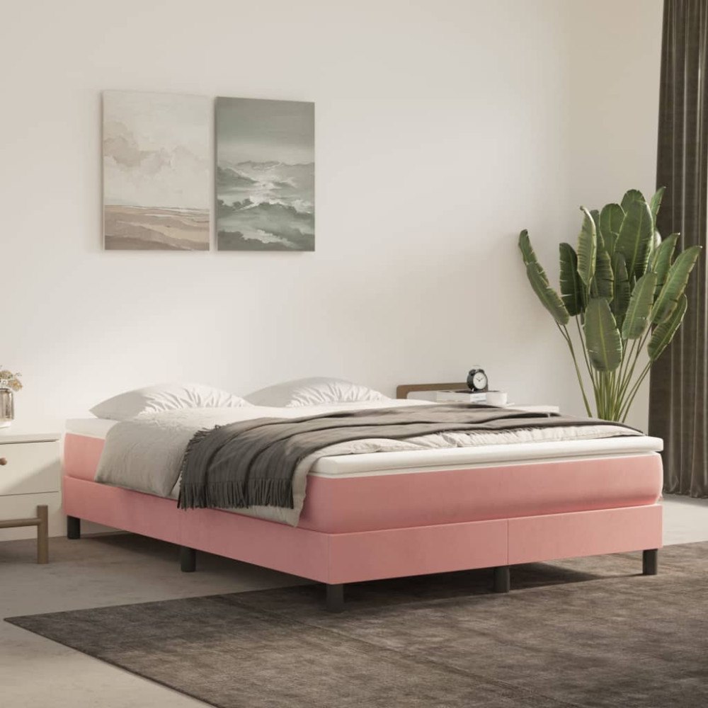 vidaXL Pocketresårmadrass medium rosa 140x190x20 cm sammet