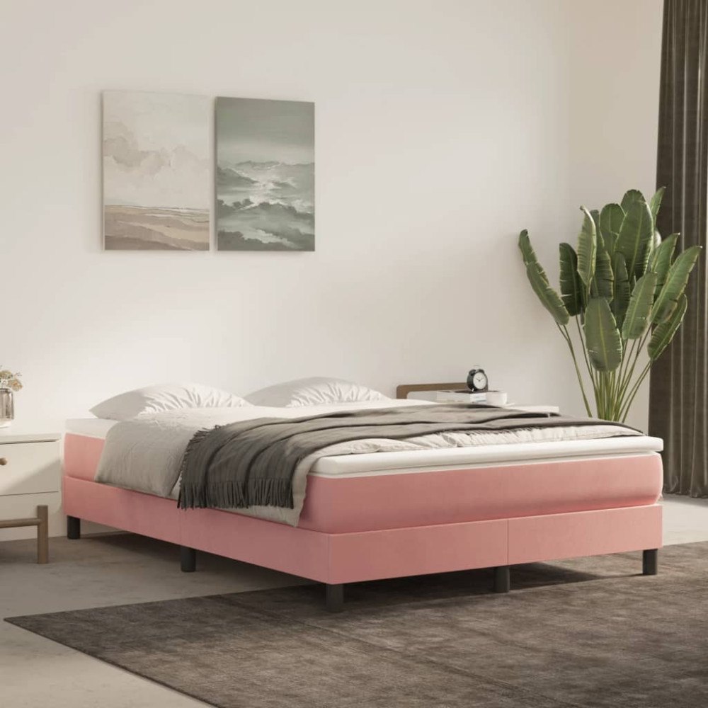 vidaXL Pocketresårmadrass medium rosa 140x200x20 cm sammet