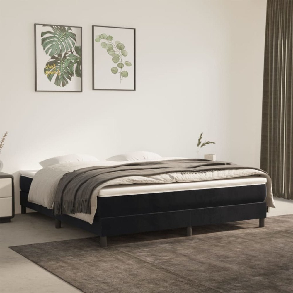 vidaXL Pocketresårmadrass medium svart 160x200x20 cm sammet