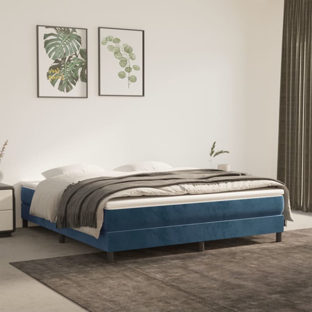 vidaXL Pocketresårmadrass medium mörkblå 160x200x20 cm sammet