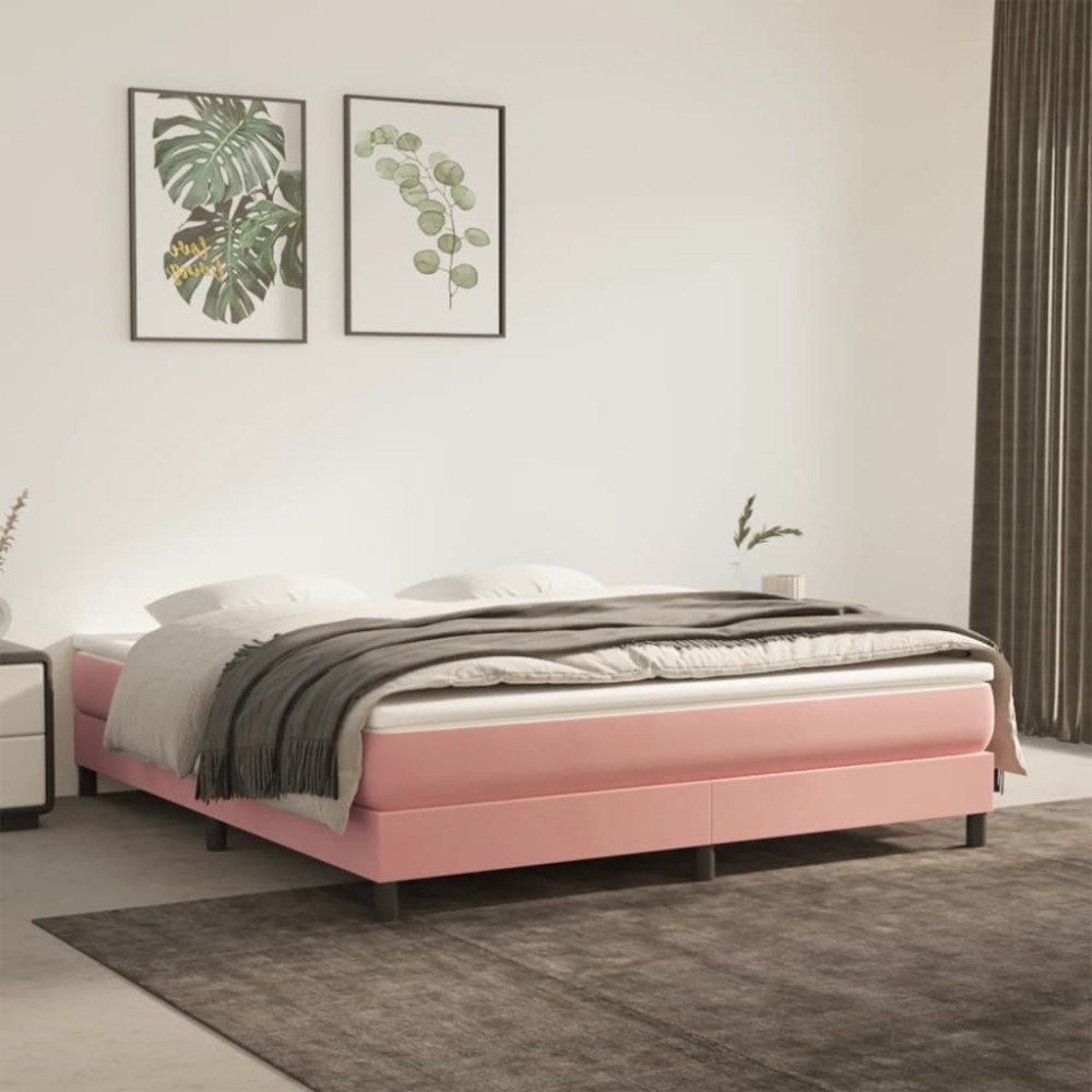 vidaXL Pocketresårmadrass medium rosa 160x200x20 cm sammet