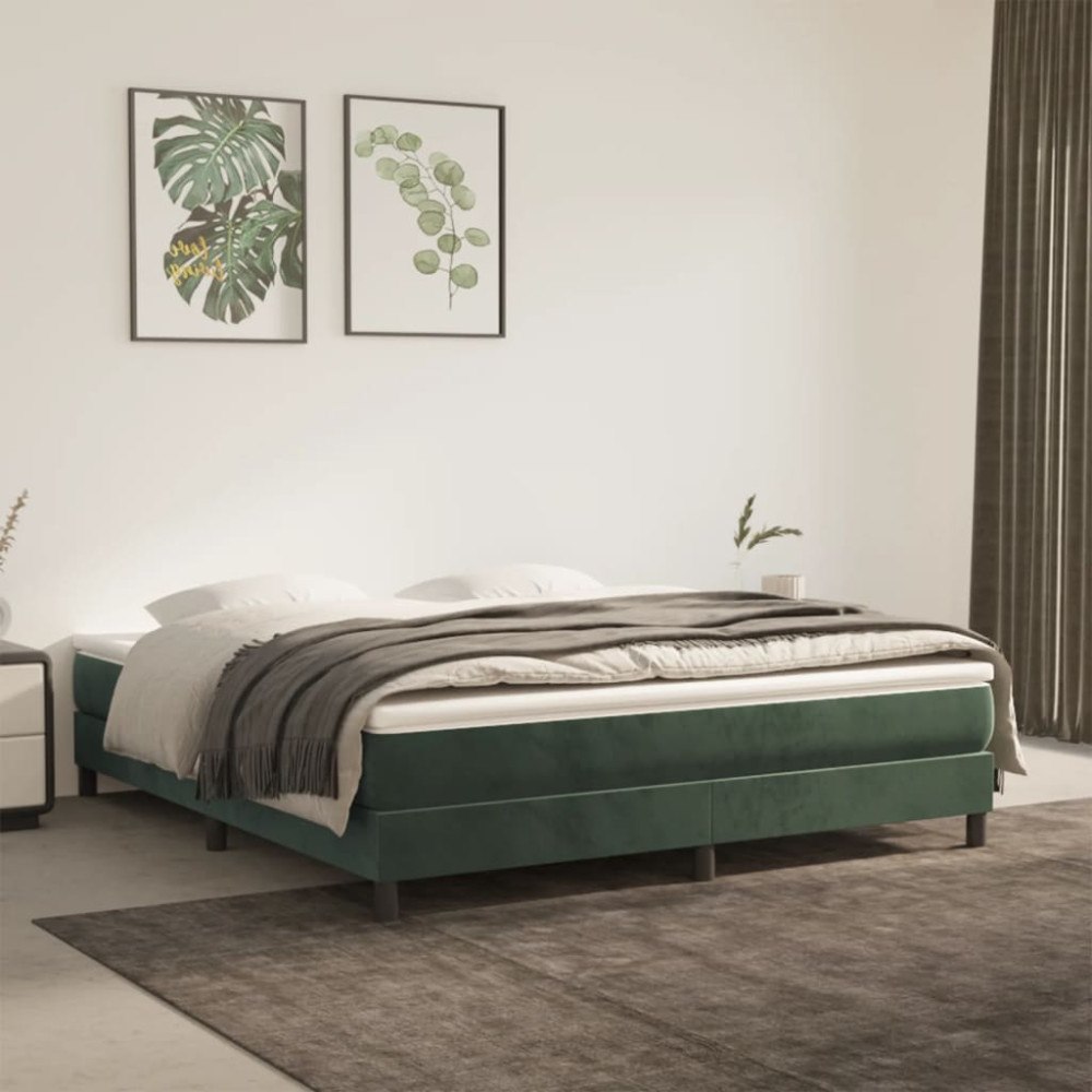 vidaXL Pocketresårmadrass medium mörkgrön 180x200x20 cm sammet