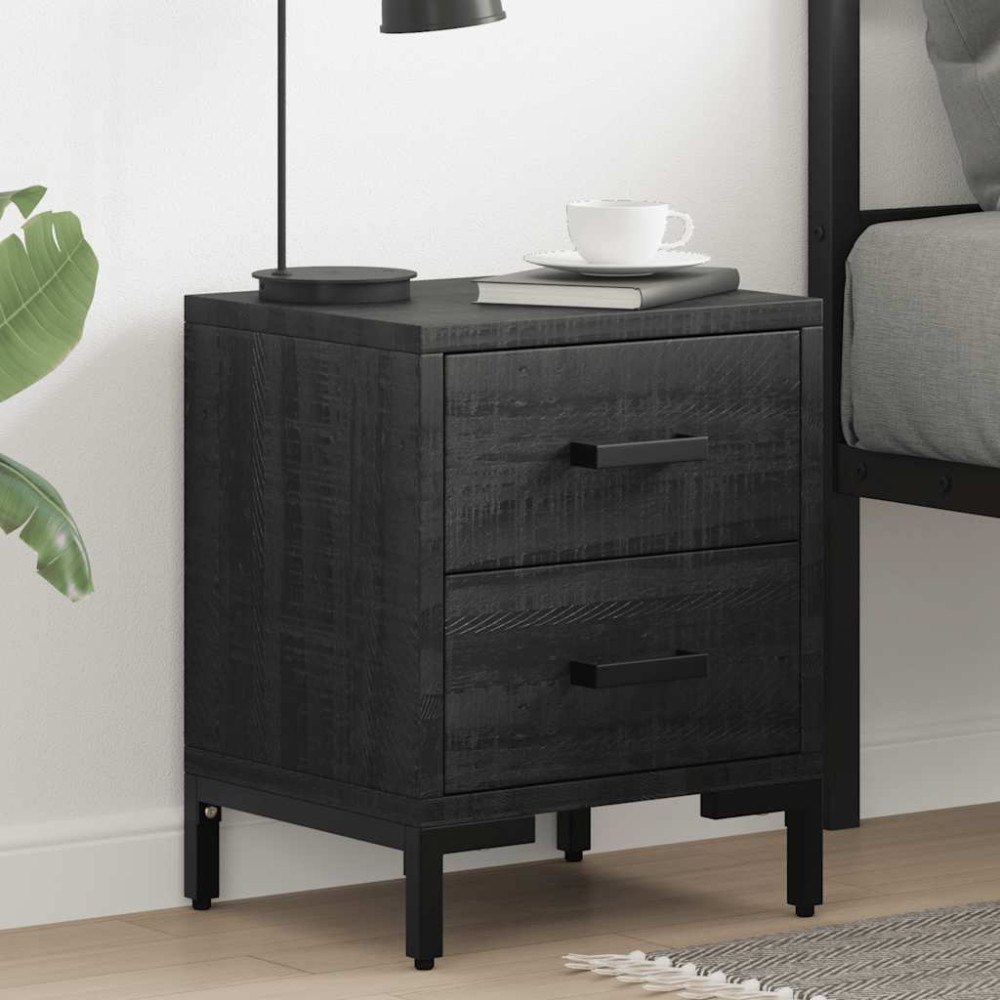 vidaXL Sängbord svart 36x30x45 cm massivt massiv furu