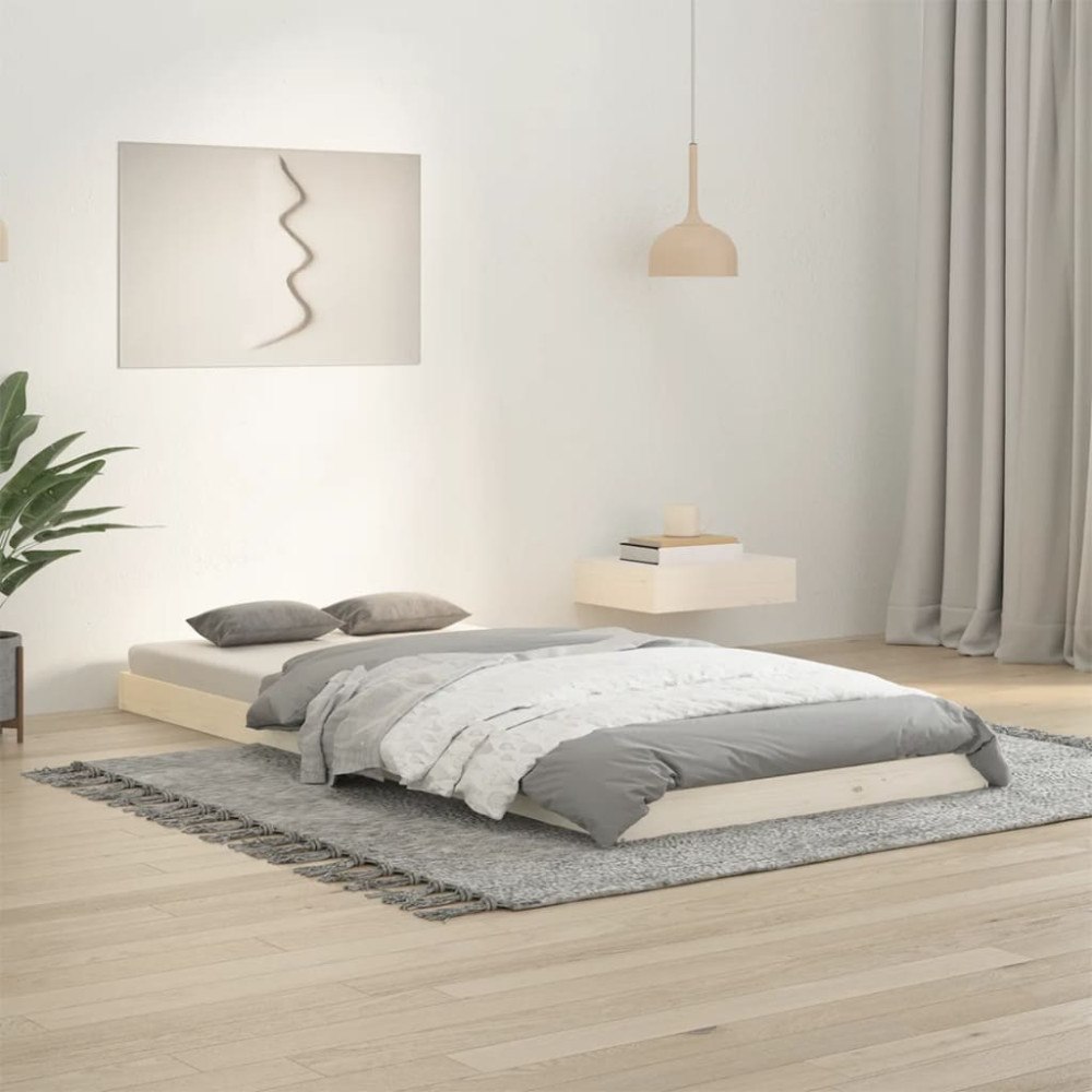vidaXL Sängram vit 90x200 cm massiv furu