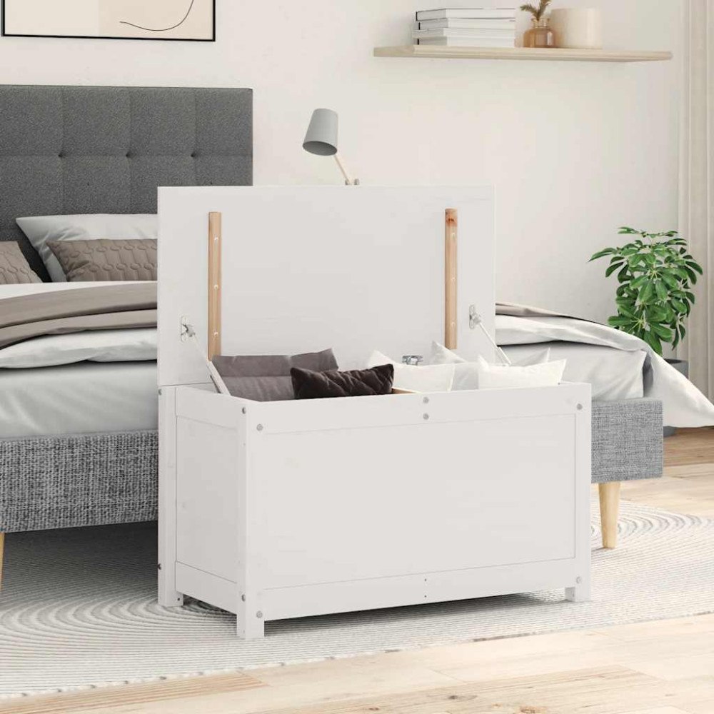vidaXL Förvaringslåda vit 80x40x45,5 cm massiv furu