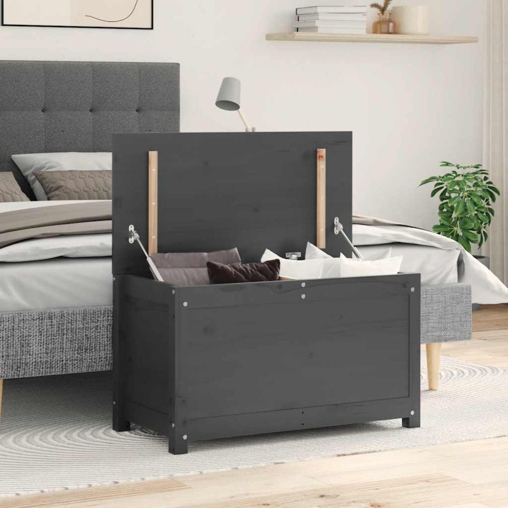 vidaXL Förvaringslåda grå 80x40x45,5 cm massiv furu