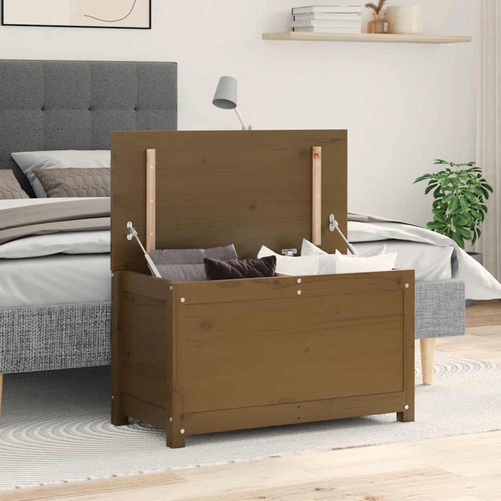vidaXL Förvaringslåda honungsbrun 80x40x45,5 cm massiv furu