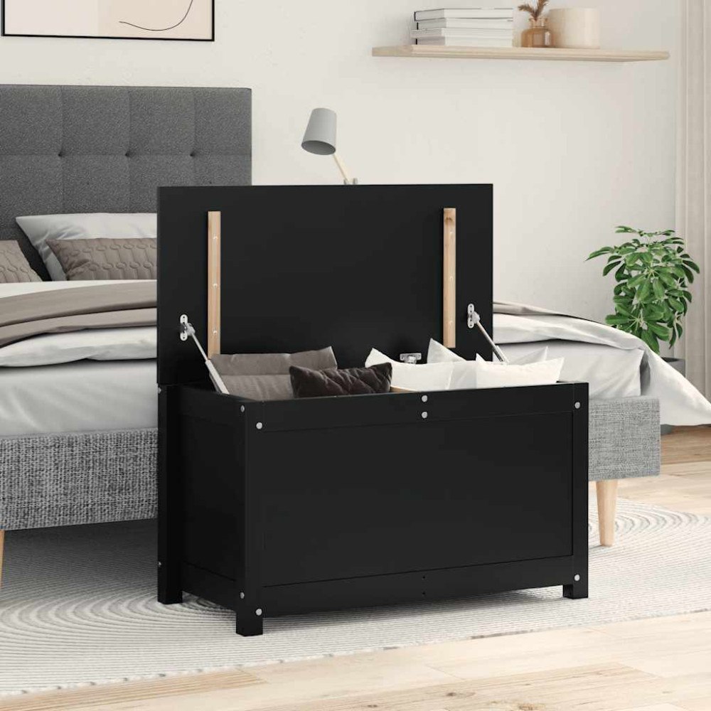 vidaXL Förvaringslåda svart 80x40x45,5 cm massiv furu