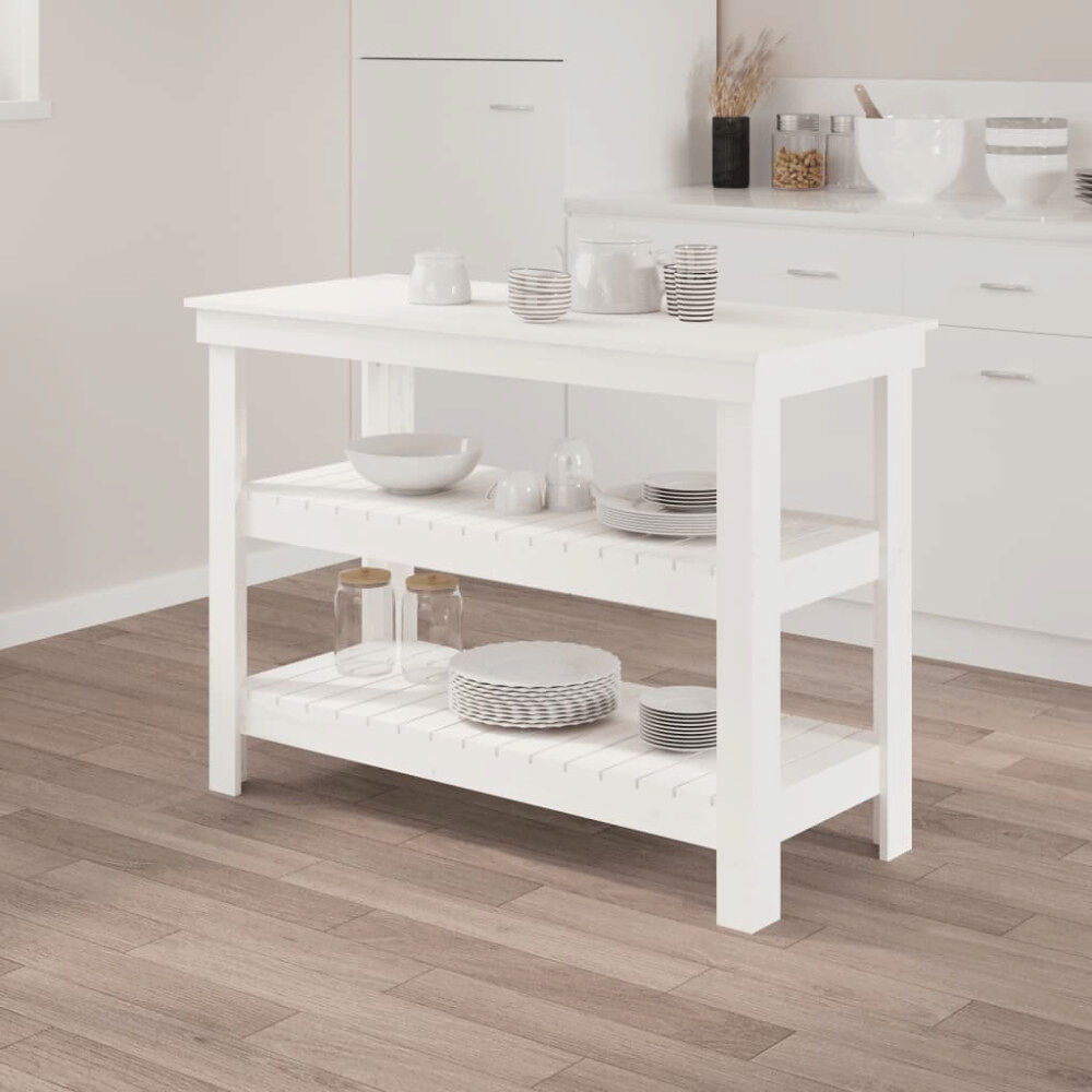 vidaXL Skobänk vit 110,5x50x80 cm massiv furu