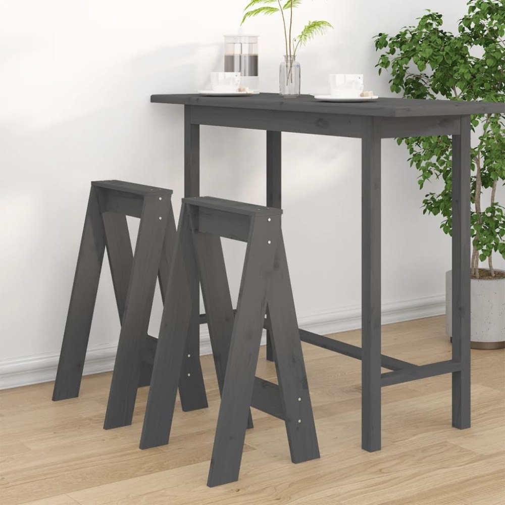 vidaXL Pallar 2 st grå 40x40x75 cm massiv furu