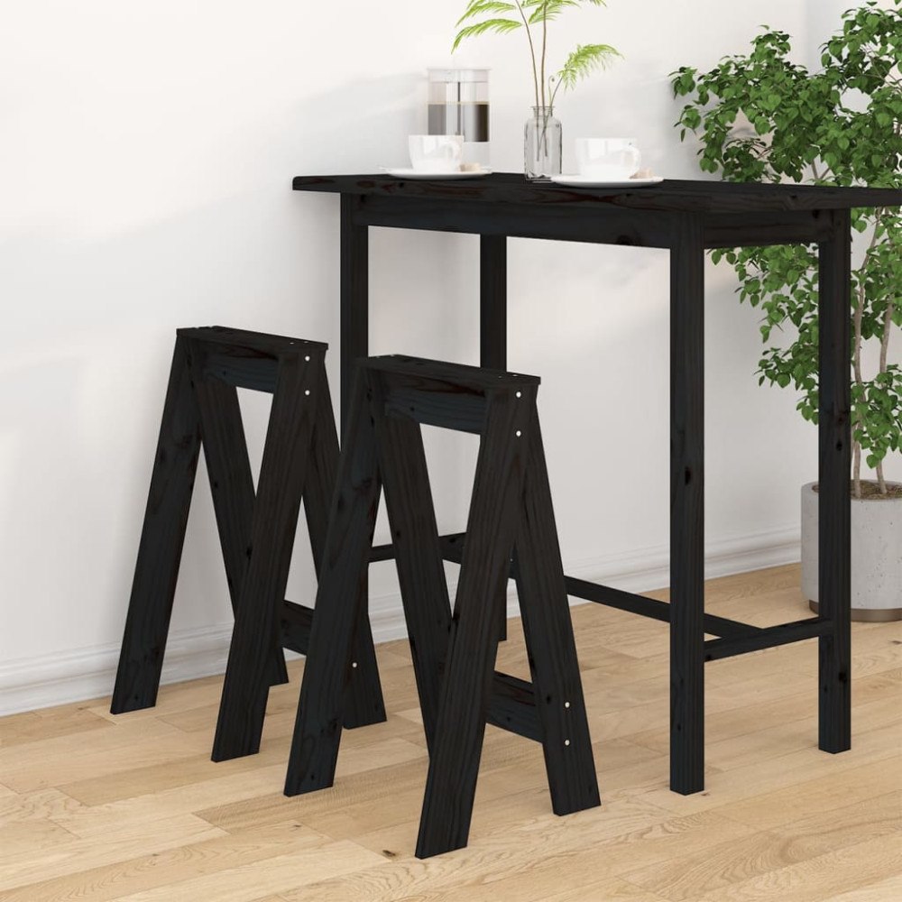 vidaXL Pallar 2 st svart 40x40x75 cm massiv furu