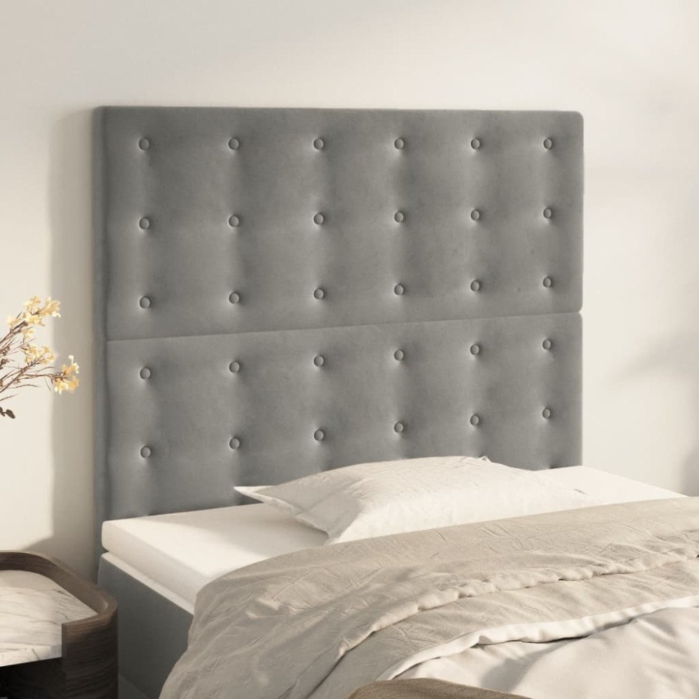 vidaXL Sänggavel ljusgrå 80x5x118/128 cm sammet
