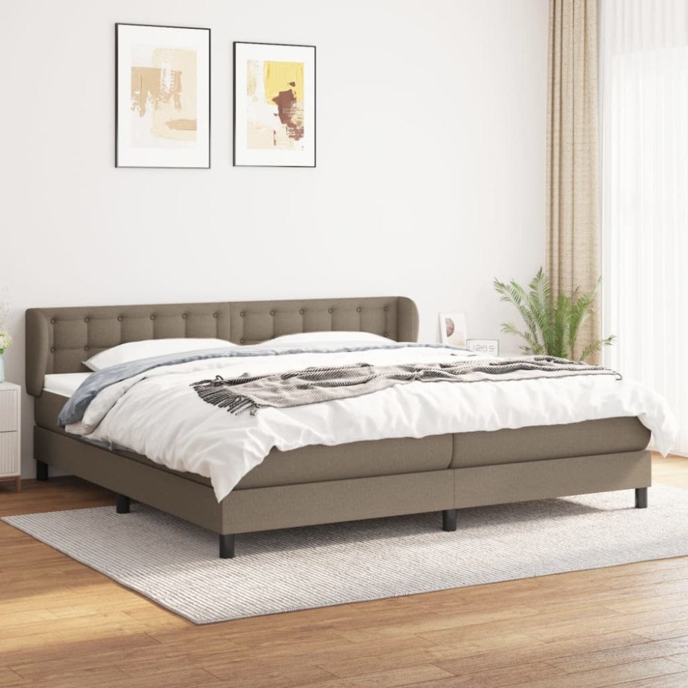 vidaXL Ramsäng med madrass taupe 200x200 cm tyg
