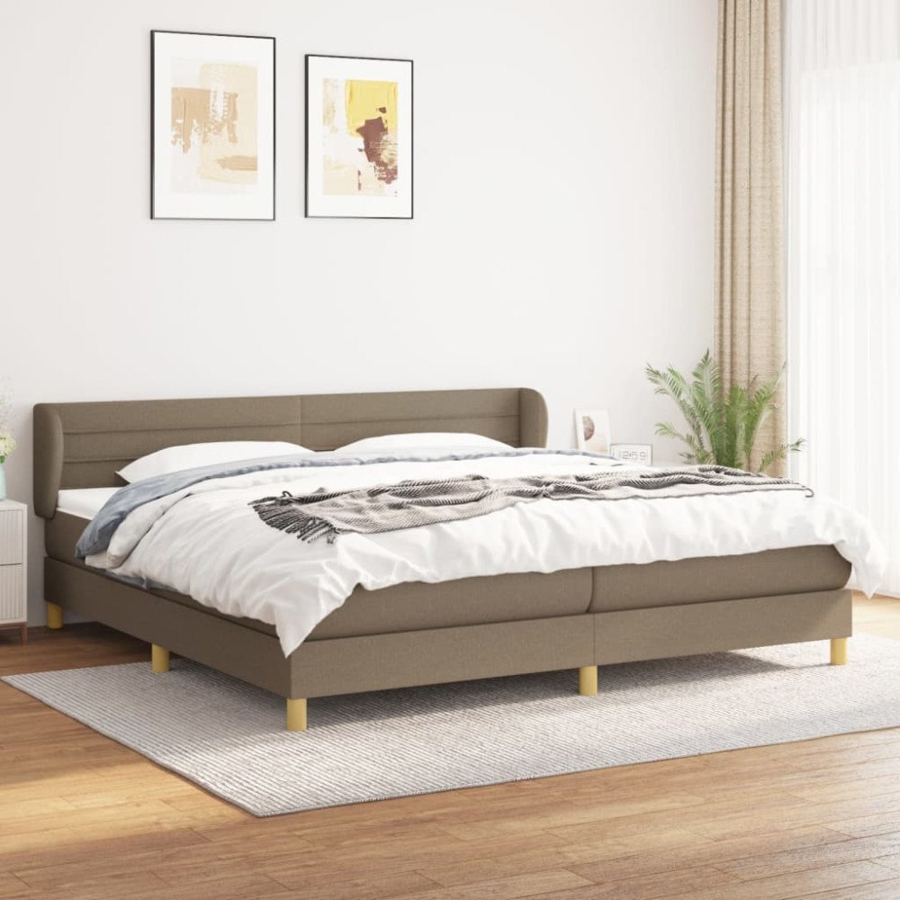 vidaXL Ramsäng med madrass taupe 200x200 cm tyg