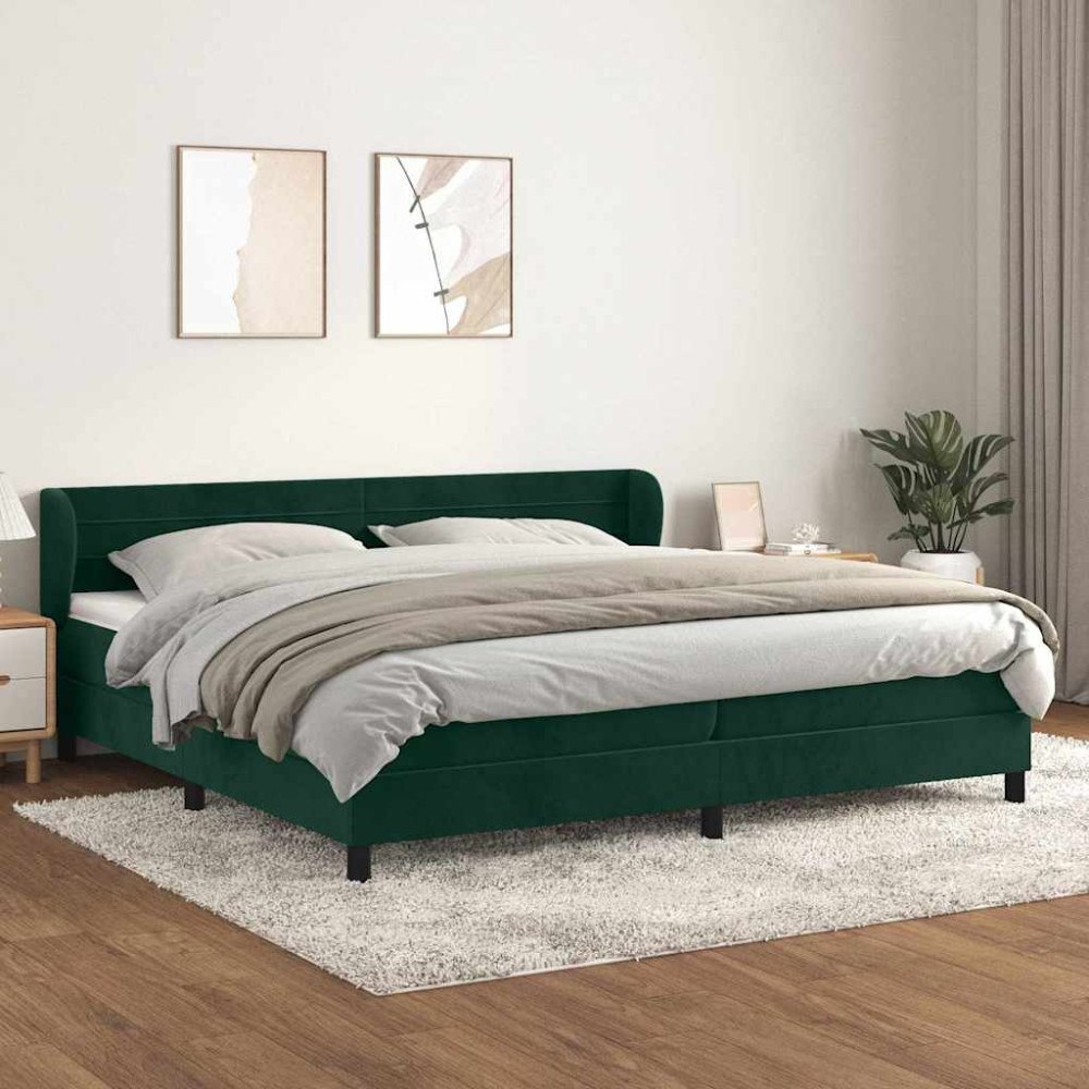 vidaXL Ramsäng med madrass mörkgrön 200x200 cm sammet