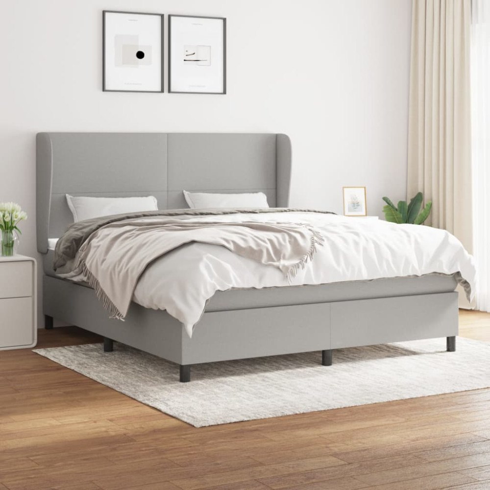 vidaXL Ramsäng med madrass ljusgrå 180x200 cm tyg