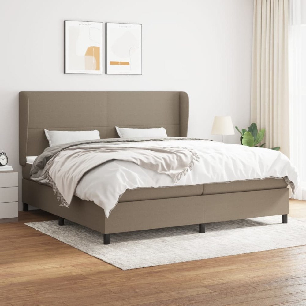 vidaXL Ramsäng med madrass taupe 200x200 cm tyg