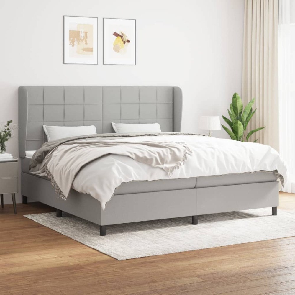 vidaXL Ramsäng med madrass ljusgrå 200x200 cm tyg