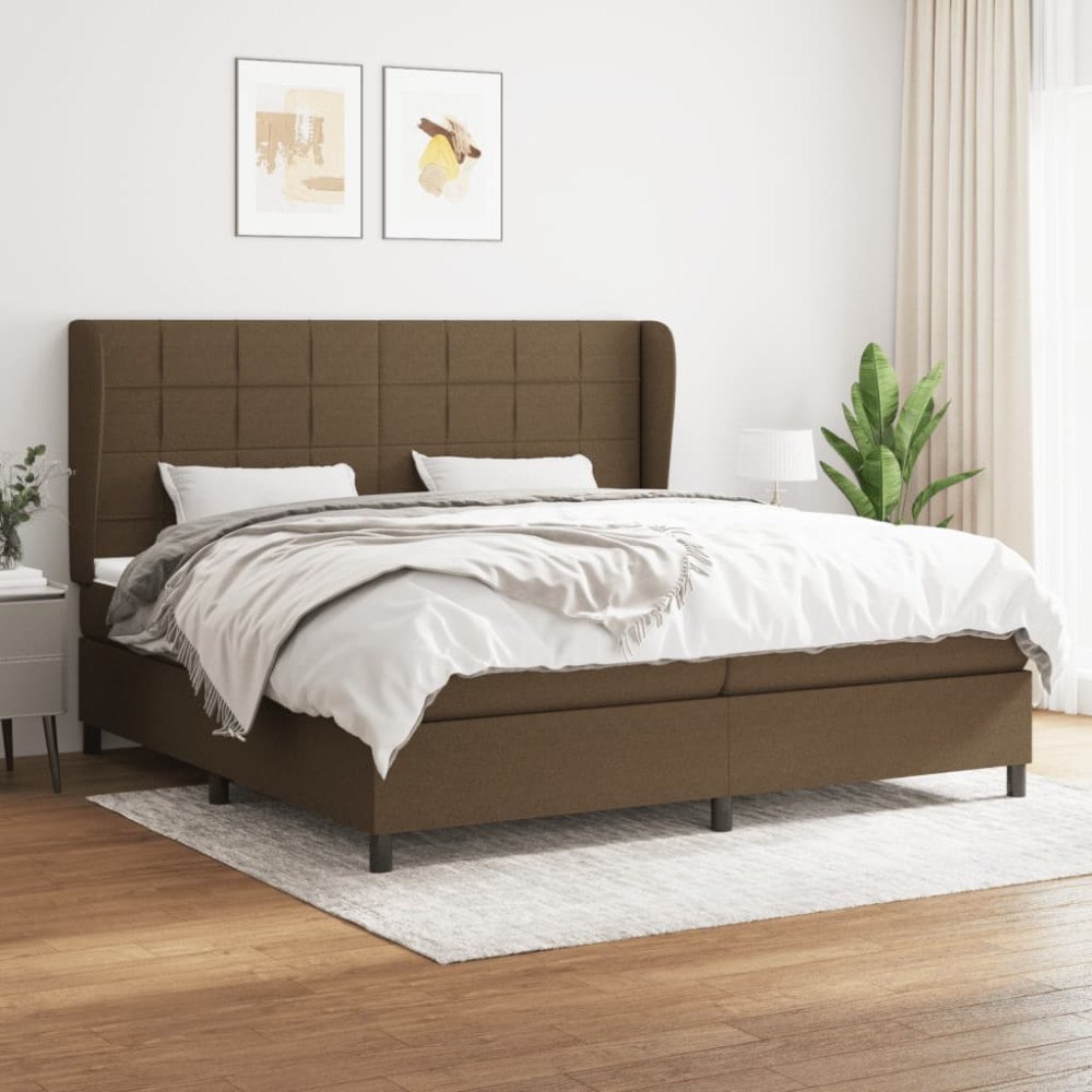 vidaXL Ramsäng med madrass mörkbrun 200x200 cm tyg