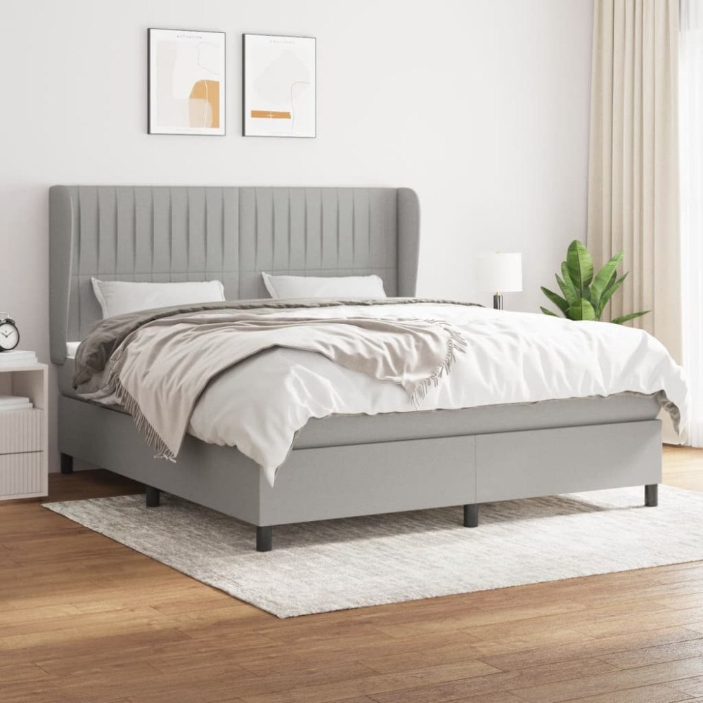 vidaXL Ramsäng med madrass ljusgrå 180x200 cm tyg