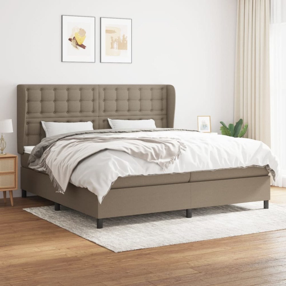 vidaXL Ramsäng med madrass taupe 200x200 cm tyg
