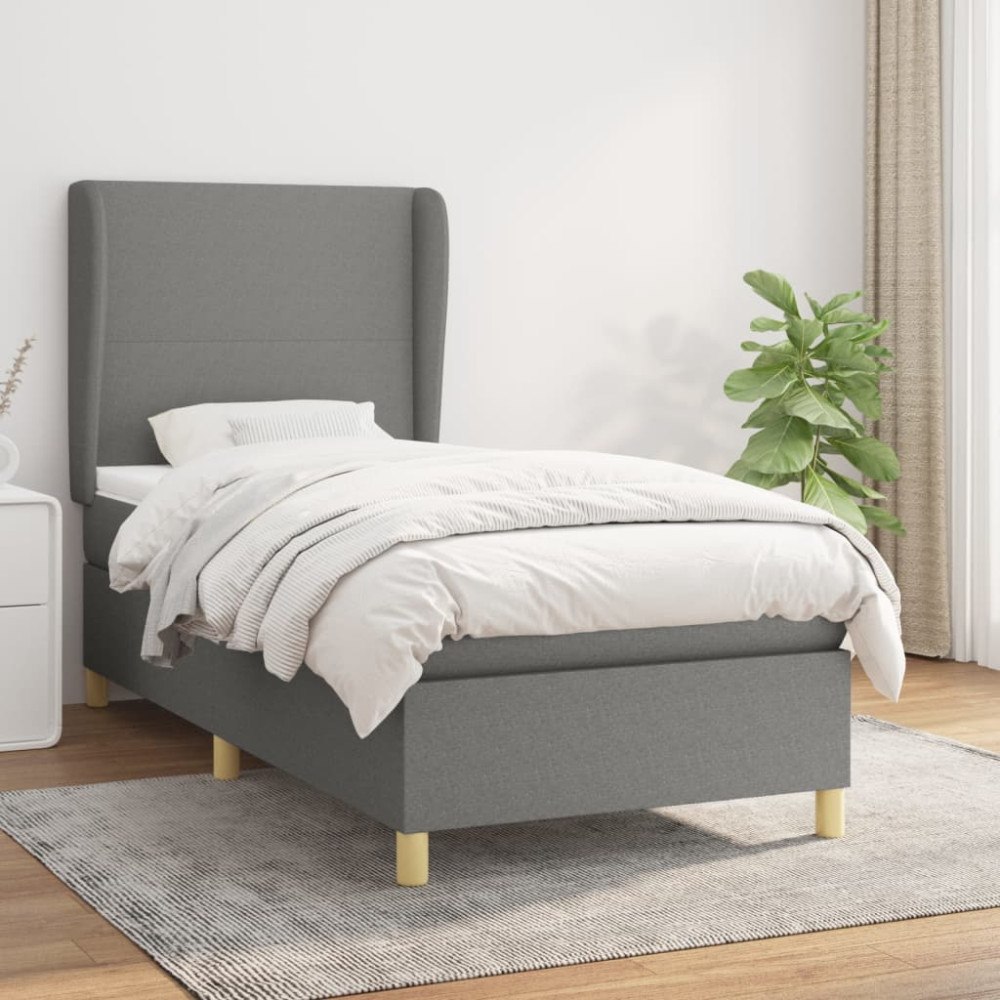vidaXL Ramsäng med madrass mörkgrå 100x200 cm tyg