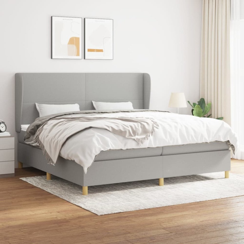 vidaXL Ramsäng med madrass ljusgrå 200x200 cm tyg