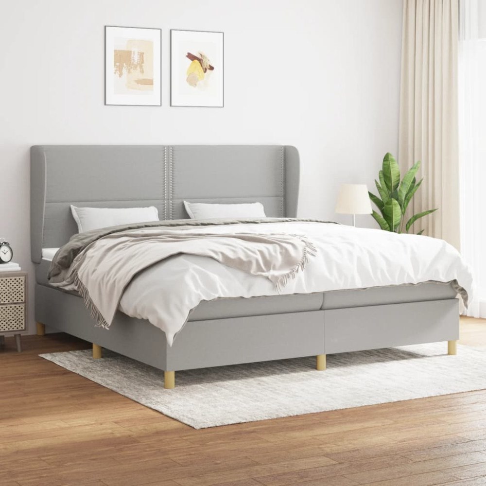 vidaXL Ramsäng med madrass ljusgrå 200x200 cm tyg
