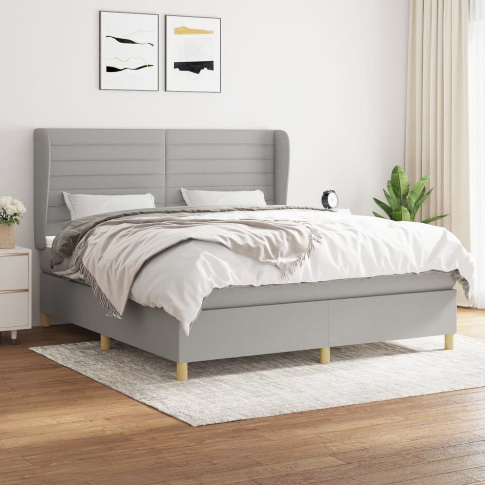 vidaXL Ramsäng med madrass ljusgrå 180x200 cm tyg
