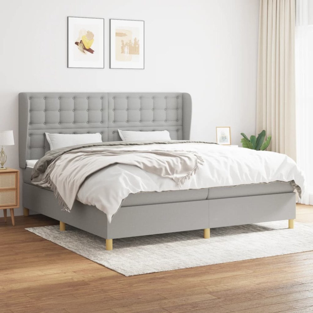 vidaXL Ramsäng med madrass ljusgrå 200x200 cm tyg