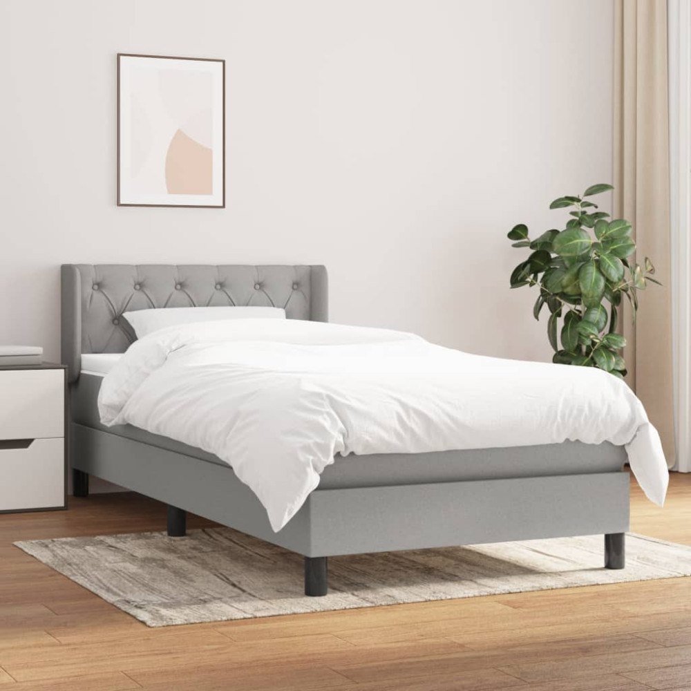 vidaXL Ramsäng med madrass ljusgrå 80x200 cm tyg