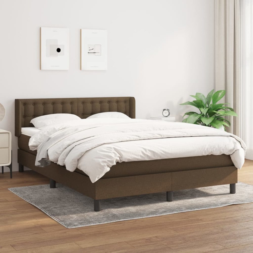 vidaXL Ramsäng med madrass mörkbrun 140x200 cm tyg