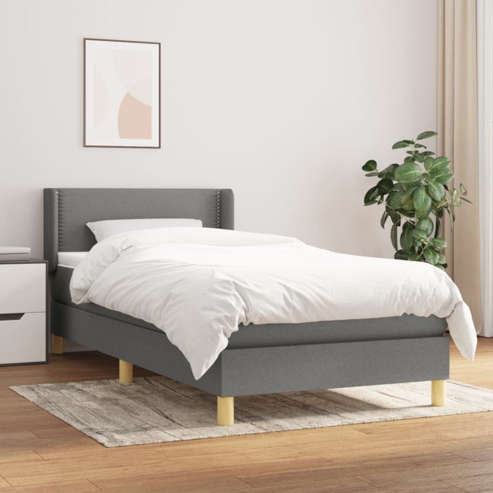vidaXL Ramsäng med madrass mörkgrå 100x200 cm tyg