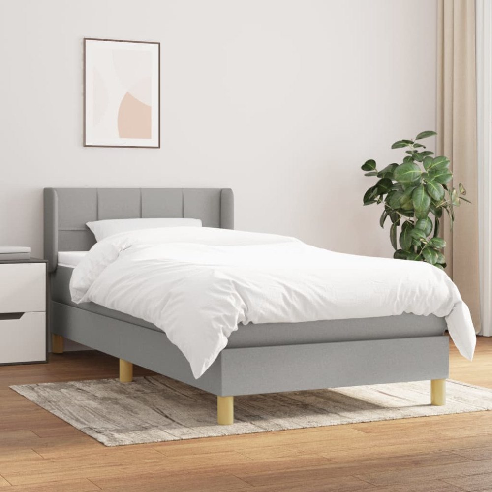 vidaXL Ramsäng med madrass ljusgrå 80x200 cm tyg