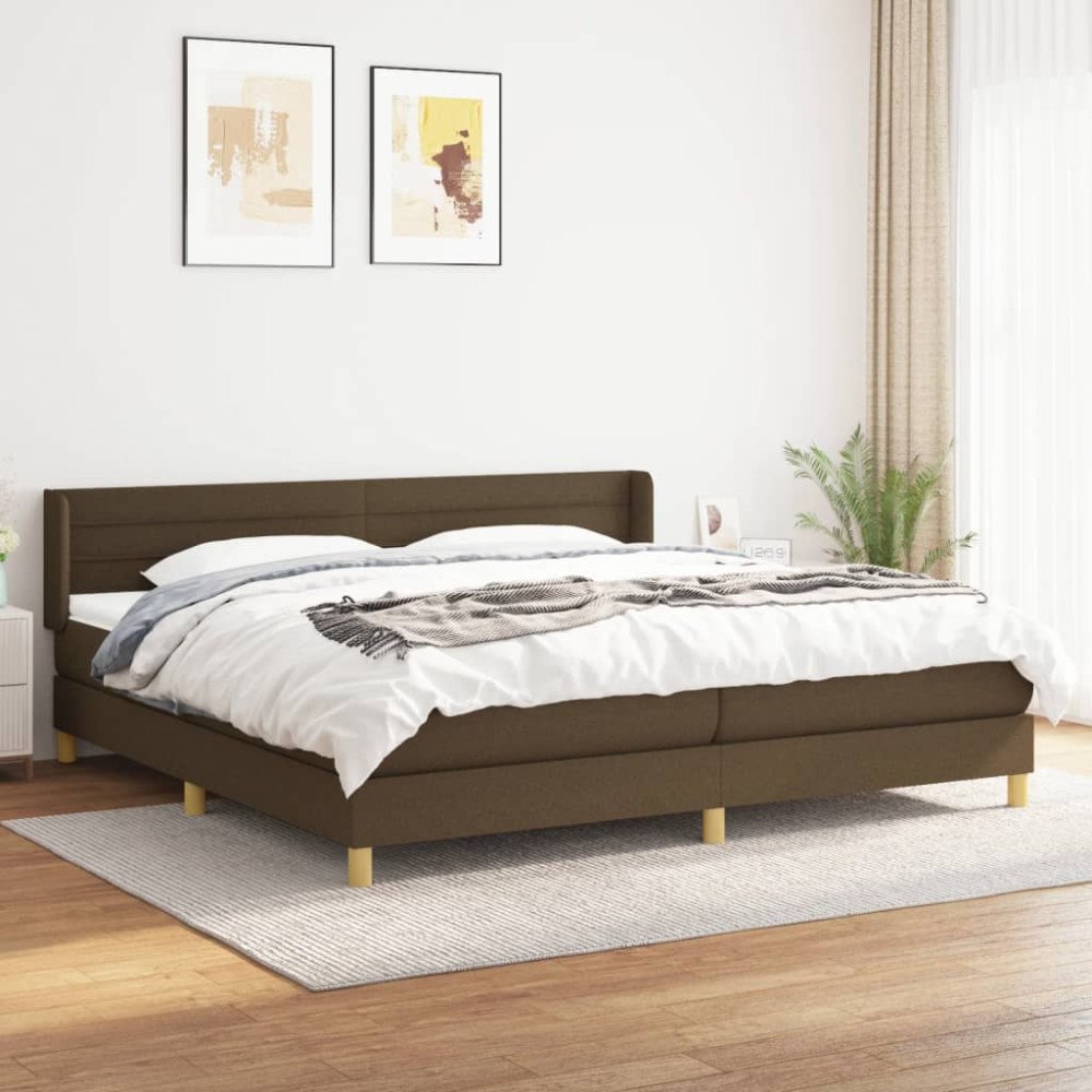 vidaXL Ramsäng med madrass mörkbrun 200x200 cm tyg
