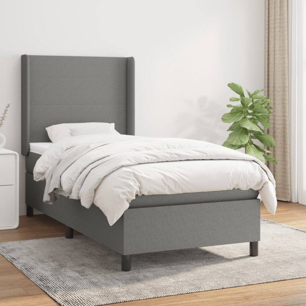 vidaXL Ramsäng med madrass mörkgrå 100x200 cm tyg