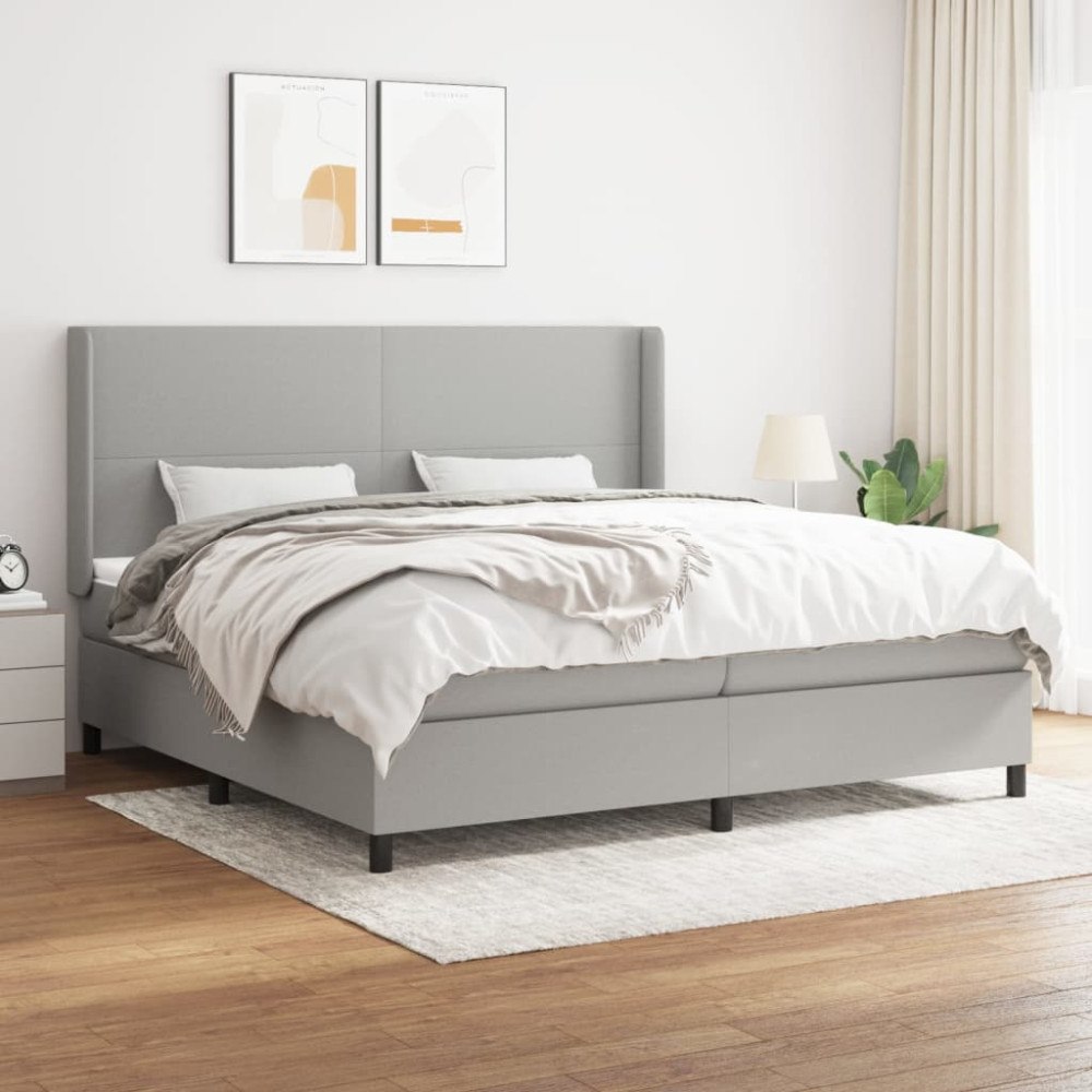 vidaXL Ramsäng med madrass ljusgrå 200x200 cm tyg