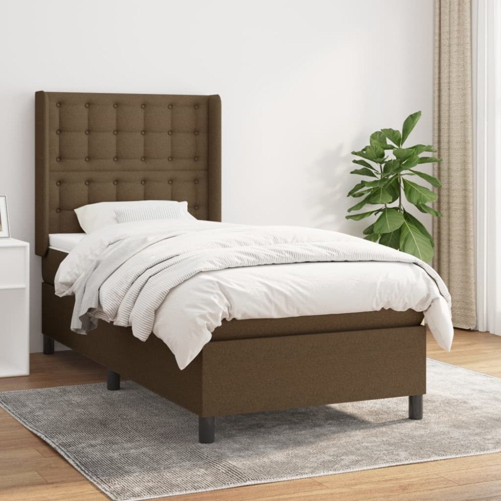 vidaXL Ramsäng med madrass mörkbrun 100x200 cm tyg