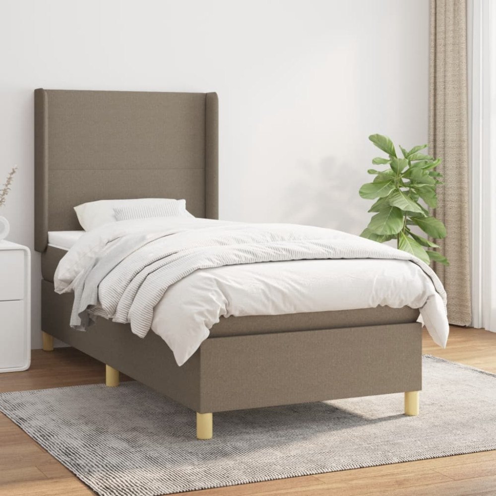 vidaXL Ramsäng med madrass taupe 90x190 cm tyg