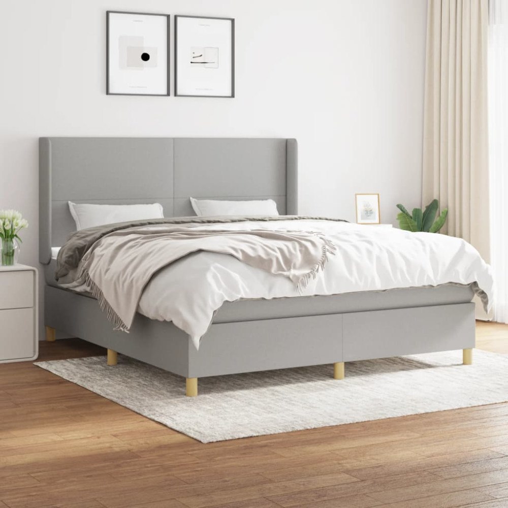 vidaXL Ramsäng med madrass ljusgrå 180x200 cm tyg