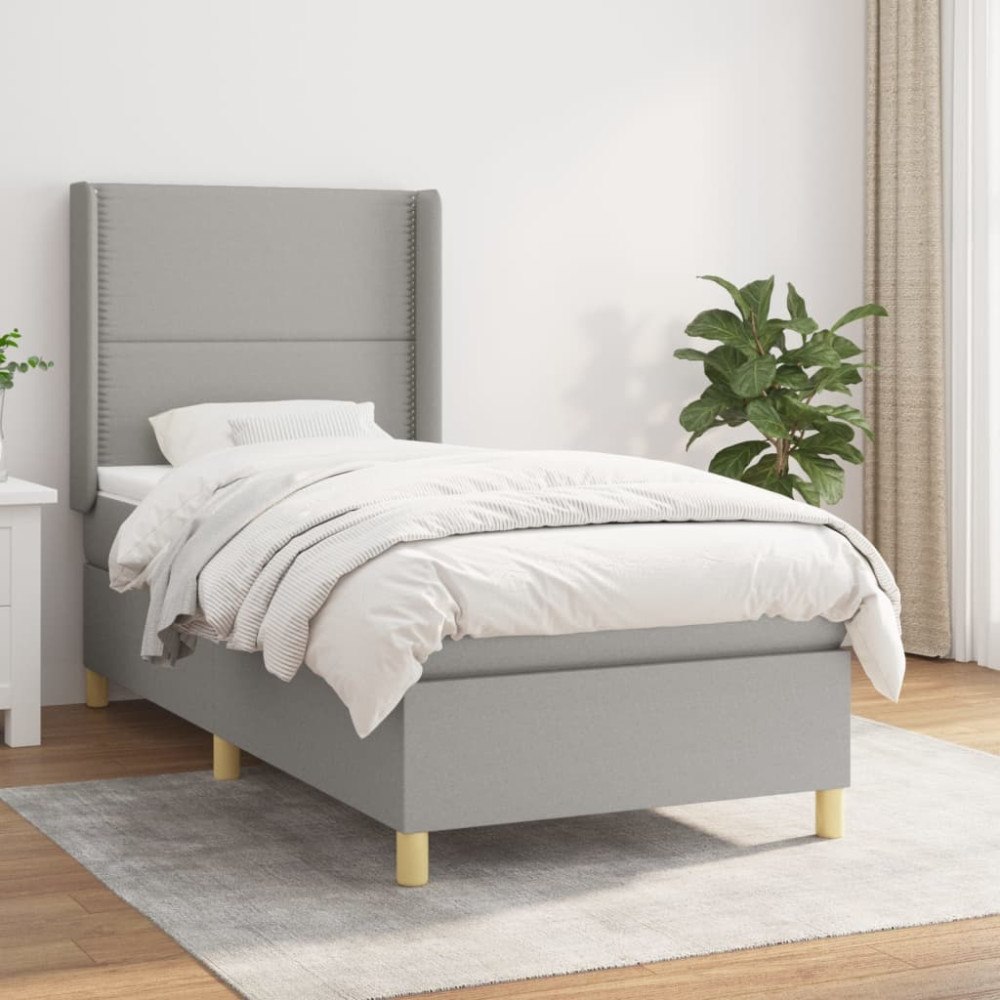 vidaXL Ramsäng med madrass ljusgrå 80x200 cm tyg