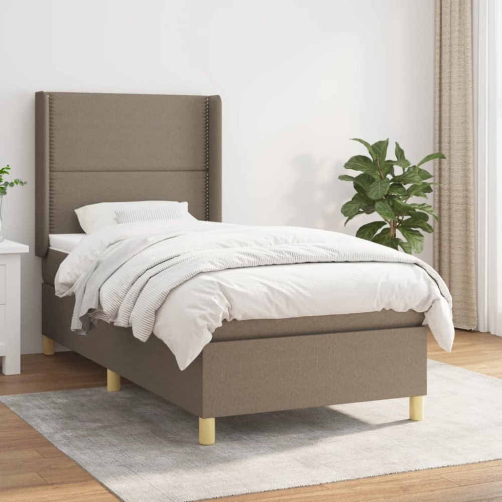 vidaXL Ramsäng med madrass taupe 90x190 cm tyg